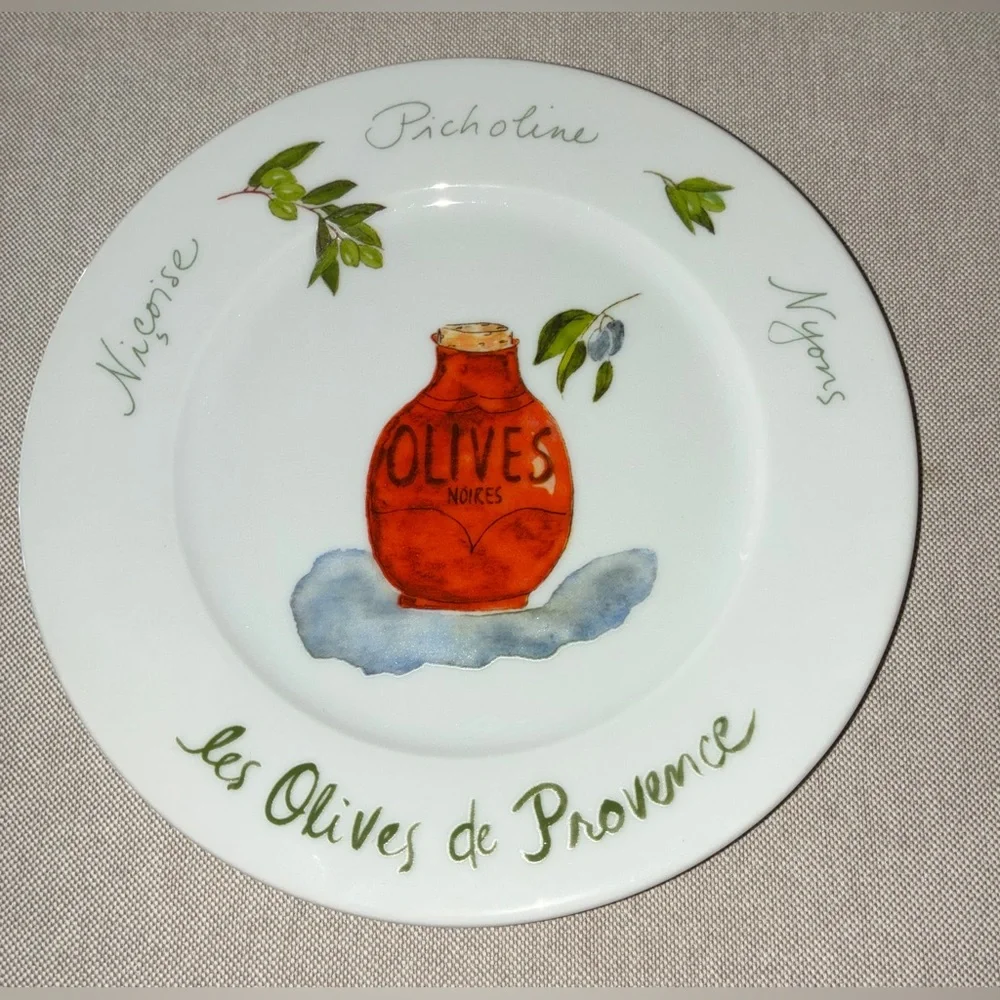 Crate & Barrel LES OLIVES DE PROVENCE Appetizer Plate Set 6 pc Revol France